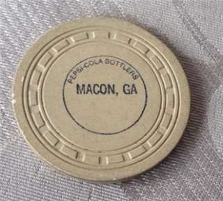   PepsiCola Clay Poker Chip, Macon, Georgia Bottling Plant  