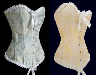   Vintage Yellow white Satin Lace Up Corset Bustier+G String 2008/2009