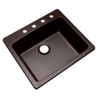   Composite Granite 25x22x9 4 Hole Single Bowl Kitchen Sink in Espresso