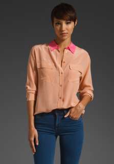 EQUIPMENT Signature Colorblocked in Muted Clay/Hot Pink at Revolve 