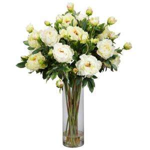   White Giant Peony Silk Flower Arrangement 1231 WH at The Home Depot