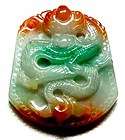 Vtg Jade Pendants x 2 Green Journey 925 Carved Black Coral Dragon 