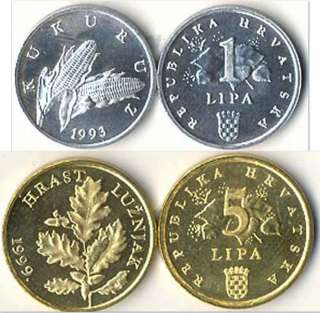Croatia 1 & 5 Lipa 2 UNC Coin Set  