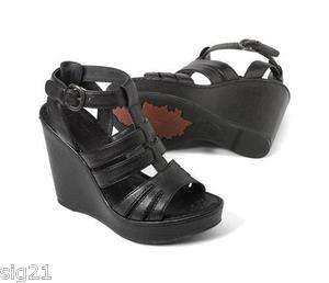 Born Pemberly Ginger Womens 9 Black Wedge Shoes Sandle  