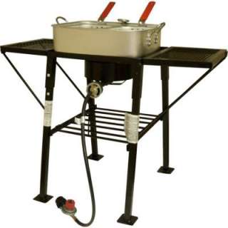 25 in. Rectangular Portable Propane Outdoor Cooker with Side Shelves 
