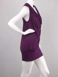 Purple Drape Sleeveless BandedHip Mini Dress Tunic L  