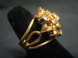 18K GE gold diamond costume cocktail ring  