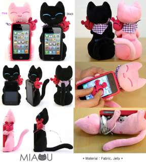 Cute Miaou Kitty Cat Doll Fabric,Jelly iphone 4/4s Case Holder+Screen 