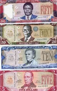 LIBERIA 5 10 20 50 Dollars 2009 P NEW UNC set 4 pcs  