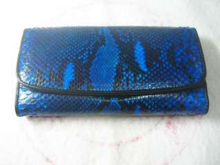   SNAKE PYTHON SKIN Leather Clutch Wallet Purse ~ BLUE Python Skin