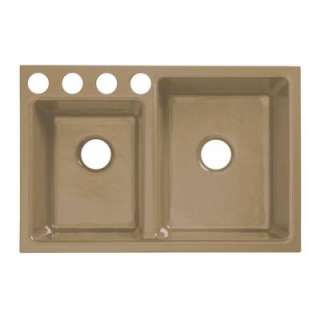Clarity Undercounter Cast Iron 33 in. x 22 in.x 9 in. 4 Hole Double 