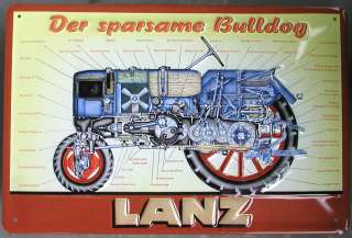 LANZ  TRAKTOR BLECHSCHILD, MOTOR/BAUPLAN/QUERSCHNITT  
