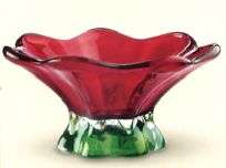    COLOR OF CHRISTMAS Red/Green Hand Blown Glass Serving Bowl (NEW