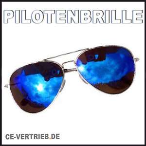PILOTENBRILLE Sonnenbrille Pornobrille verspiegelt blau  
