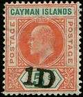 CAYMAN ISLANDS 1907 PENNY ON 5 VF USED  