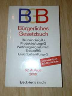 BGB Bürgerliches Gesetzbuch 62. Auflage 2008 in Hessen   Herborn 