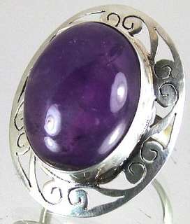 80CTS/16GM HANDCRAFTED ARTISAN AMETHYST SILVER RING JEW  