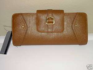 Brown Pebbled Clutch Purse Wallet with Buckle, NWT  