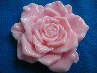 Large 2 Rose Flower Resin Flatback Button/bow Pink B176  