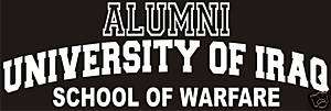 University of Iraq   school of warfare decal / sticker  