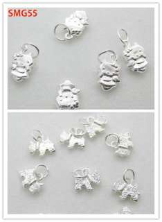   sterling silver charm pendants kitty cat dog beads charms fit bracelet