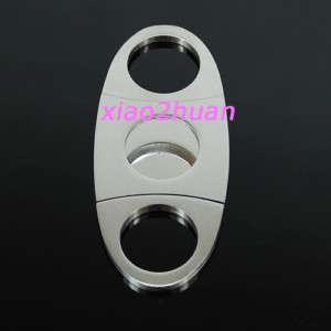 Silver Stainless Steel Cigar Cutter Knife Double Blades  