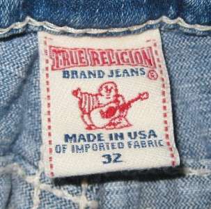 True Religion Jeans Size 32 Disco Joey Big T White Stitch Swarvoski 