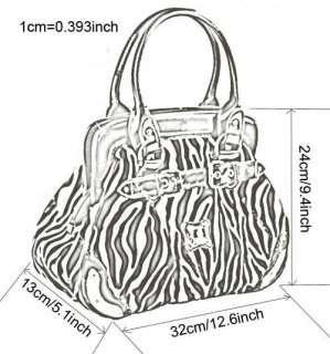 Zebra Inspired Faux Leather Women Hobo Clutch Purse Handbag Totes Bag