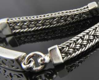 Lois Hill Sterling Silver Scroll Station ID Braided Weave Toggle Chain 