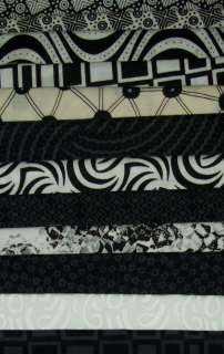 12 Black & White Fat Eighths *Quilt Shop Quality Fabric*  