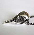 Sterling Silver Bird Skull Necklace Raven Crow Gothic