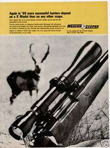 1969 WEAVER SCOPES K MODEL RIFLE SCOPE PRINT AD  