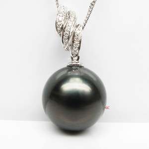 diamantAAA schwarz 13,25mm Tahiti perle Anhänger/585wg  