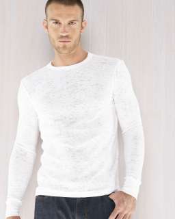   Larchmont Burnout Thermal T Shirt 3600 NEW Mens Size Long Sleeve S 2XL