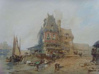 PAUL MARNY 1829 1914 FRENCH WATERCOLOUR NORMANDY RIVER SCENE  