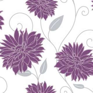 Crown Starflower Designer Feature Wallpaper Purple / Cream / Silver 