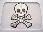 Iron On Patch Scull and cross bones 13 on grey border p