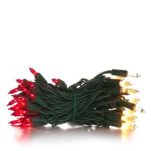 100 Mini Light Set; Red,Clear & Frost Bulbs; 4 Spacing  