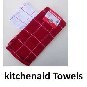  Kitchenaid Pack Red and White Towels 