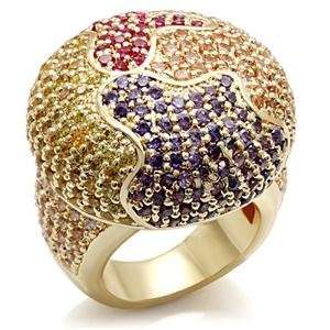   MultiColor Cubic Zirconia Brass Faux Gold Plated Ring AM Jewelry