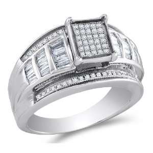  Silver Plated in White Gold Rhodium Diamond Engagement OR Fashion 