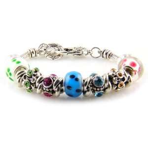   Royal Diamond Pandora Style Colorful Designer Charm Bracelet Jewelry
