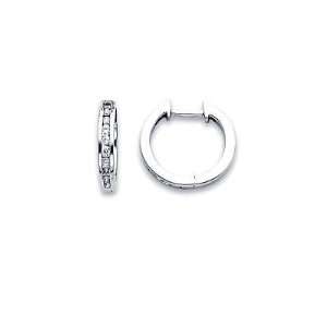 : 14k White Gold Small Diamond Hoop Huggie Earrings .29ct (G H Color 