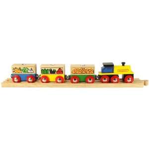  Bigjigs Wooden Complete 4 Piece Train Set (Fruit and 