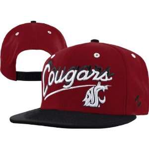   State Cougars Cardinal/Black Shadow Script Snapback Adjustable Hat