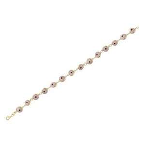  18 Kt Yellow Gold Pink Eye bracelet 6 inches Jewelry