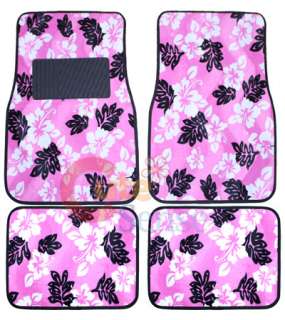 Pink Hawaiian Flowers Car Seat Cover Auto Accesories Set 2
