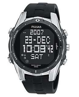 Pulsar Watch, Mens Chronograph Black Polyurethane Strap PQ2003