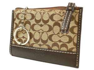   Mini Skinny Coin Case Wallet Bag w Key Chain 40089 Khaki Chocolate