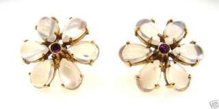 CHIC VINTAGE Tiffany & Co. 14k Gold, Ruby, & Moonstone Earrings  
